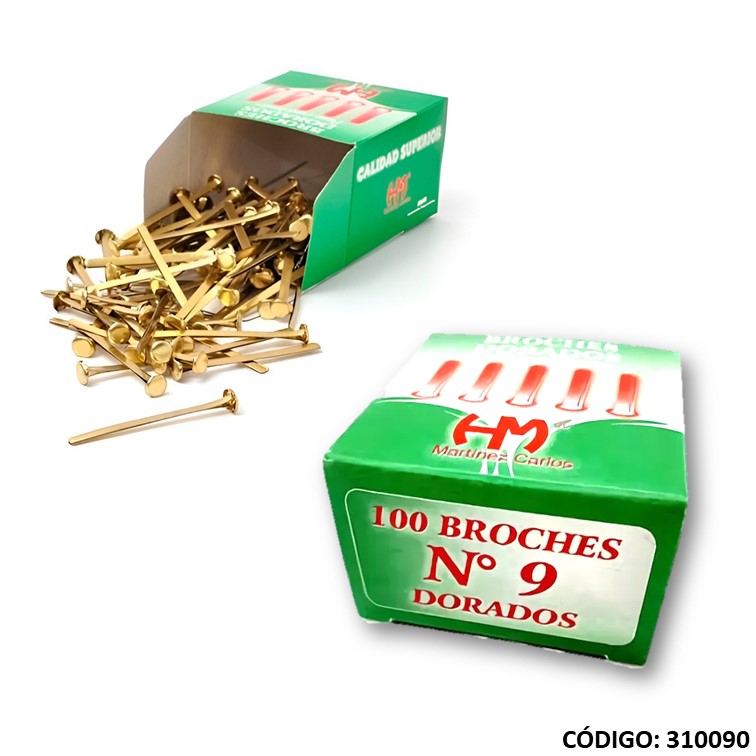 Broches dorados nº 9 45mm