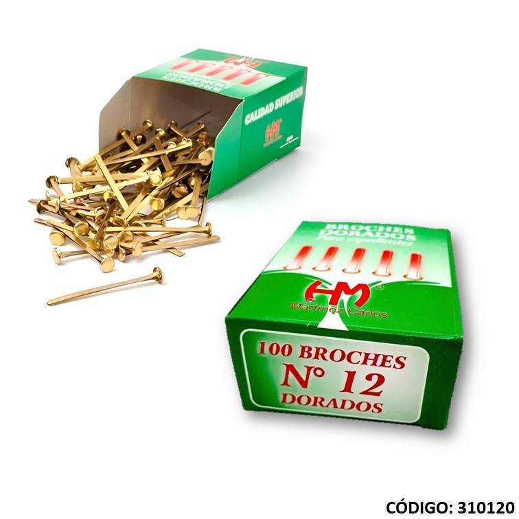 Broches dorados nº 12 65mm