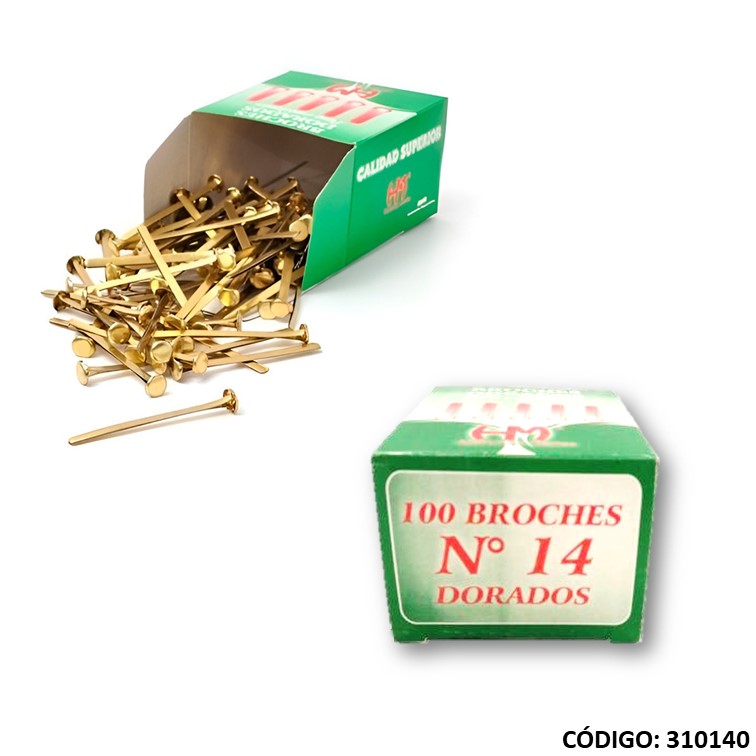 Broches dorados nº 14 75mm