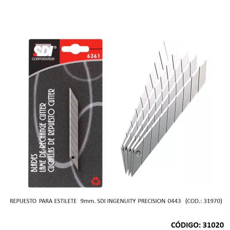 Estilete repuesto 30º 9mm sdi 6361