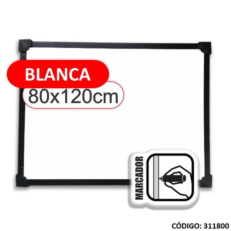 Pizarra blanca liggo 80x120cm. plast