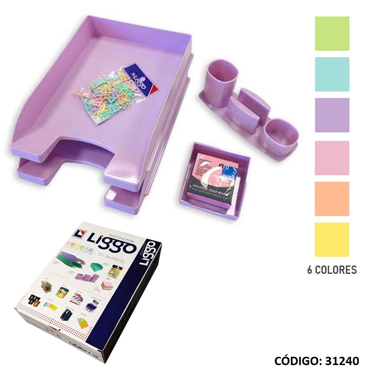 Set de escritorio liggo a4 pastel trend