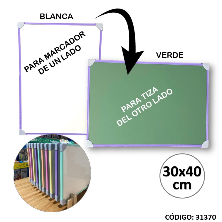 Pizarra 2en1 liggo 30x40cm. blanca/verde