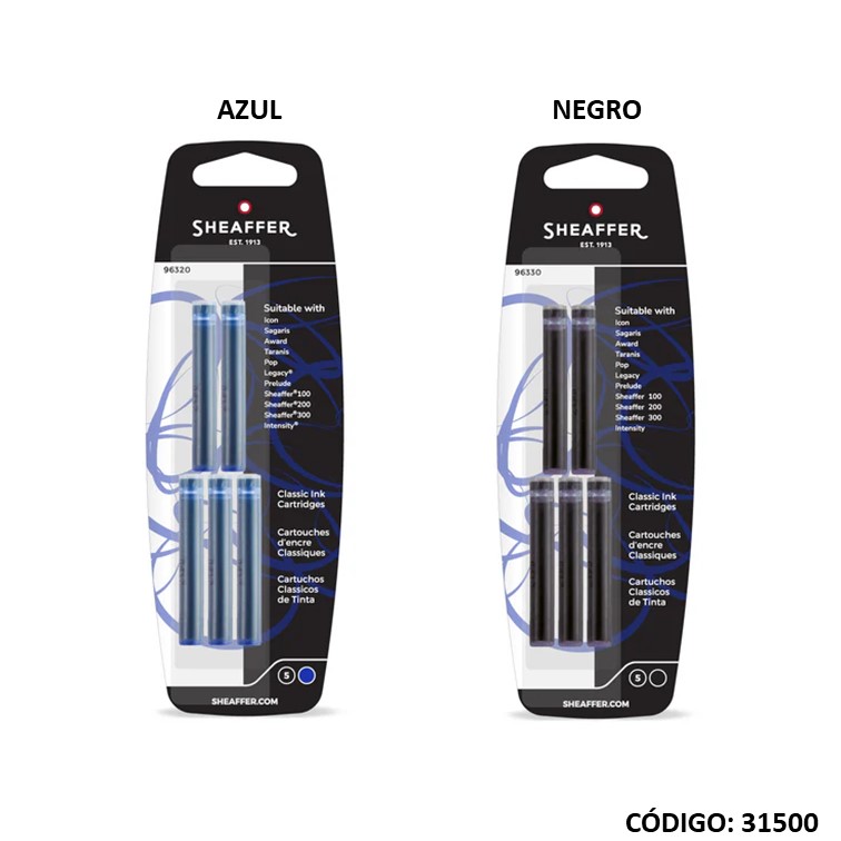 Cartucho sheaffer p/lap. medio az/ne