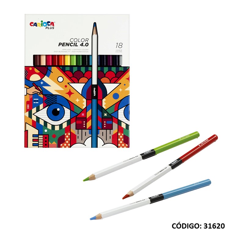 Lapiz/color carioca plus 4.0 x18 largos