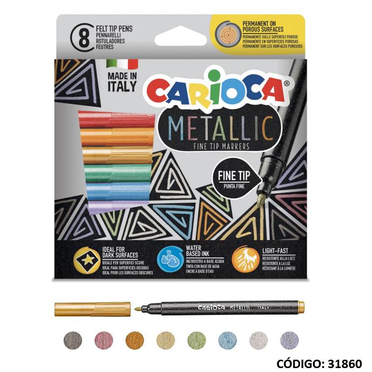 Marcador carioca metallic punta fina