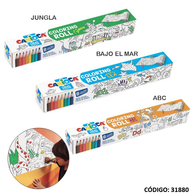 Lamina p/colorear carioca 30x198cm + 8 l/color