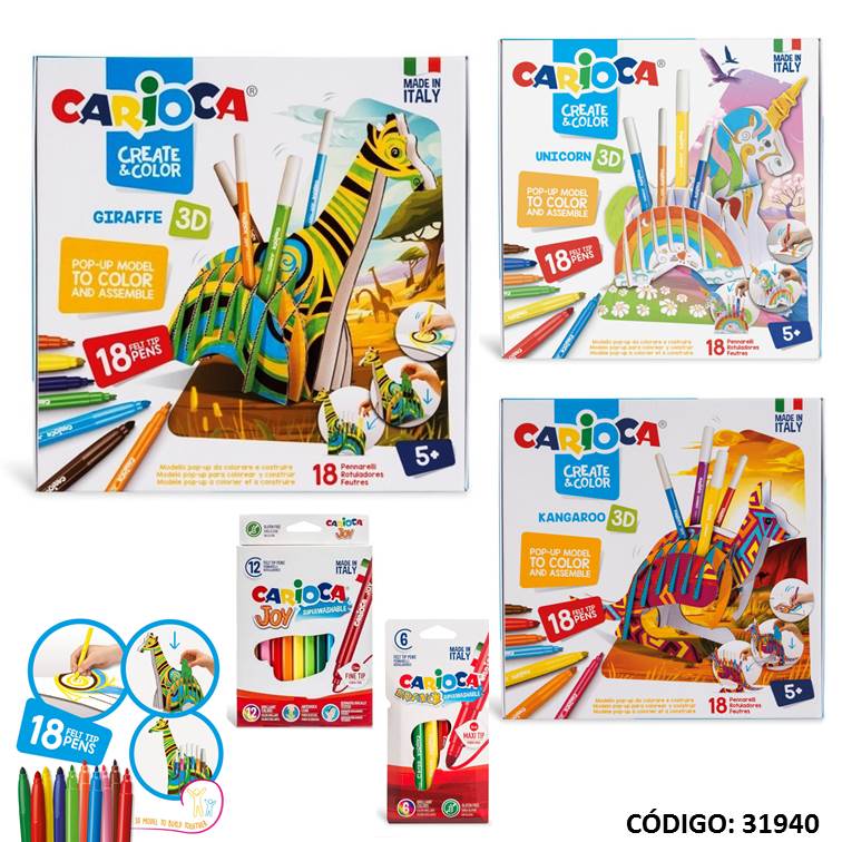Set carioca create y color 3d +18 marcador