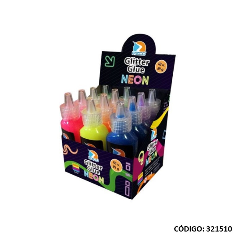 Adhesivo con acabado glitter ezco 21 g neon sur