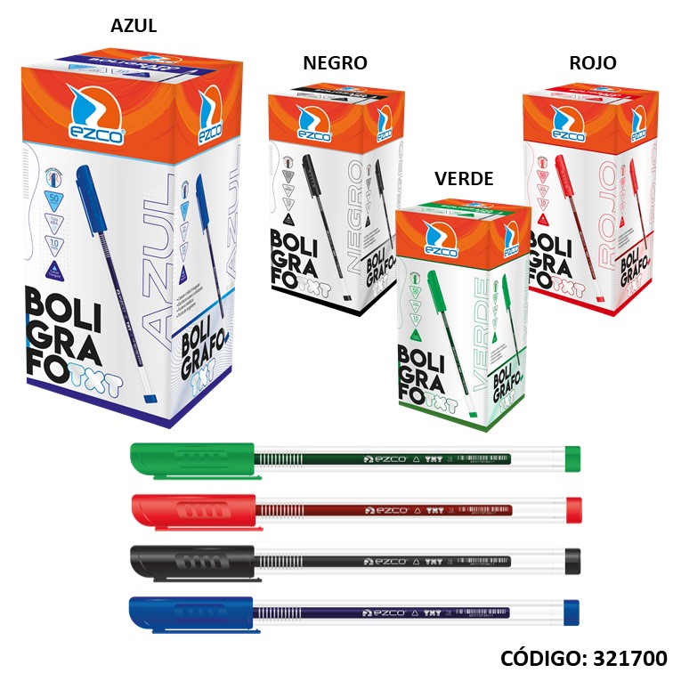 Bolígrafo ezco txt 1.0 colores