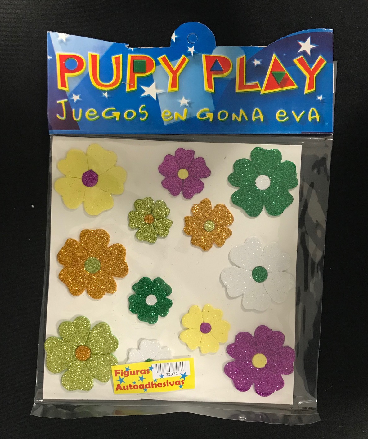 Goma-eva p. play figu. adhesivo. glitt