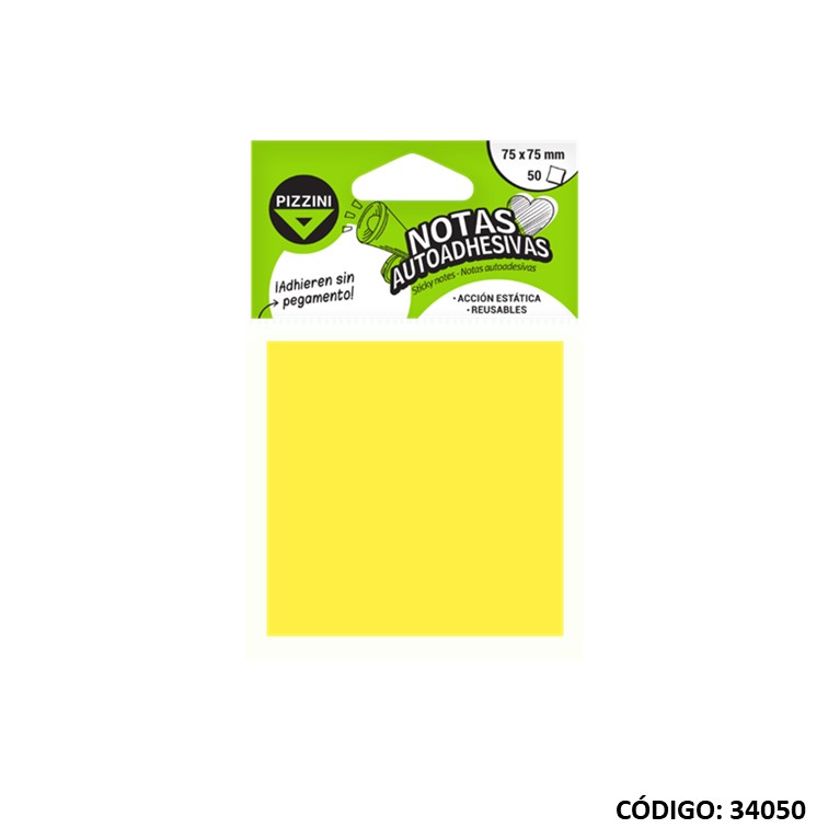 Nota adhesivo. pizzini 75x75mm pvc estatica 50h