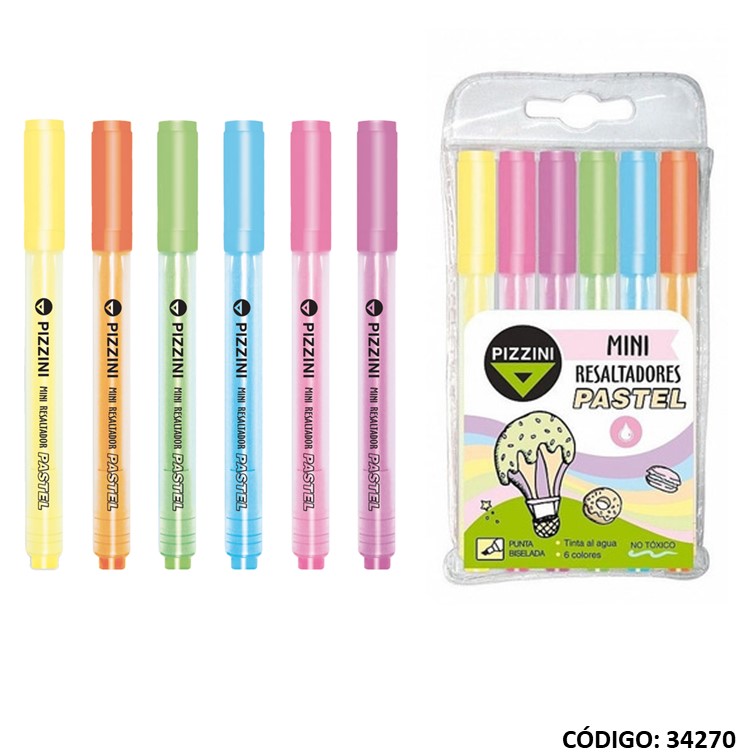Resaltador pizzini mini pastel