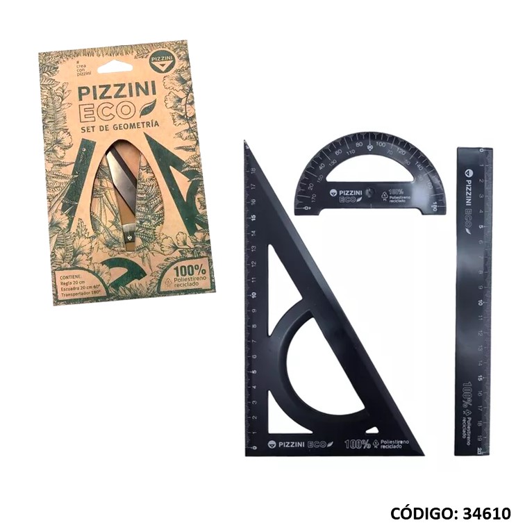 Set geomet. pizzini x3piezas 20cm ecologico