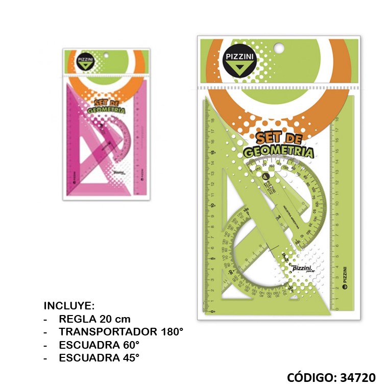 Set geomet. pizzini x4piezas4114 20cm 2 esc