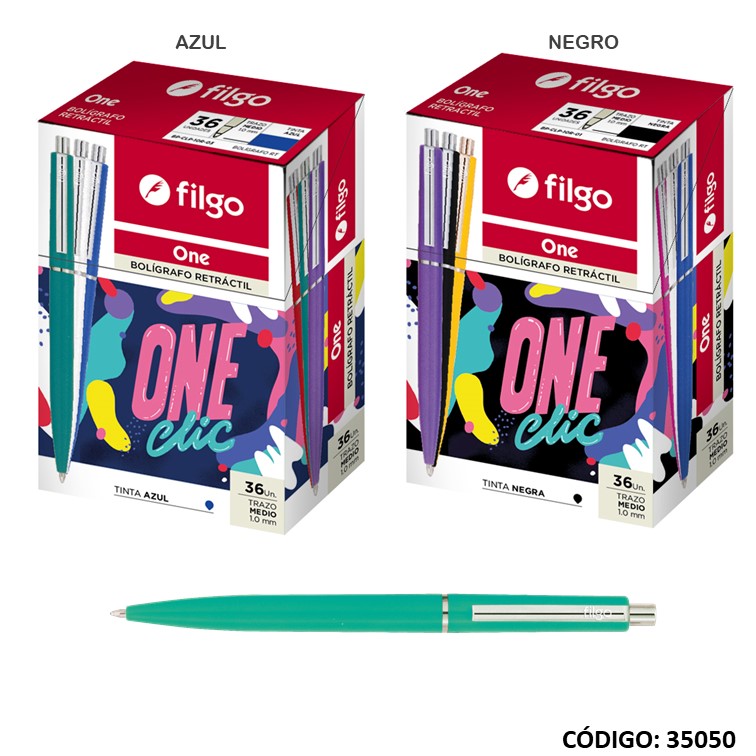 Bolígrafo retráctil filgo one a/n (10/40) colores