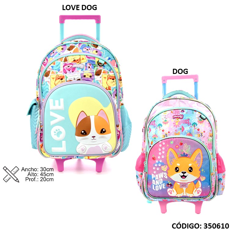 Mochila carro phi phi 18"" dog/love dog 125503/5
