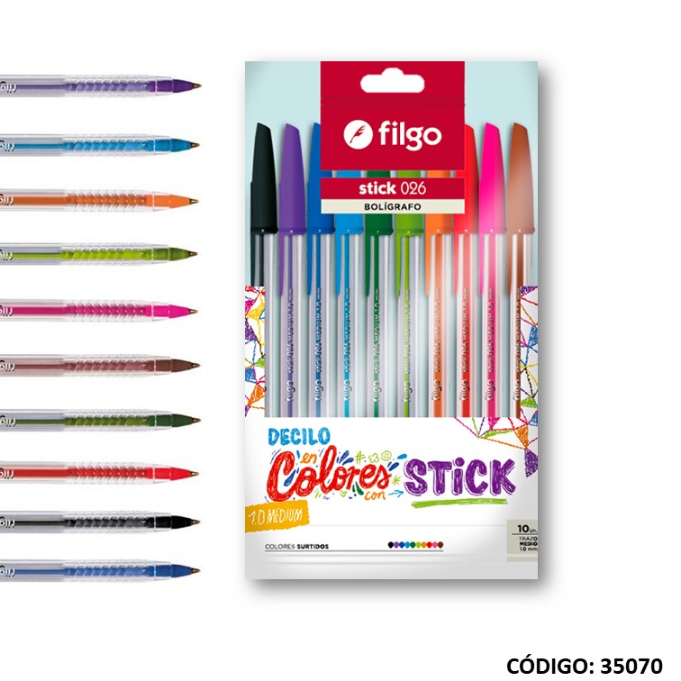 Bolígrafo filgo stick 026 color 1.0 surtido