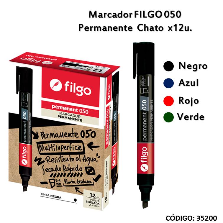 Marcador filgo 050 permanente chato (12/48) colores