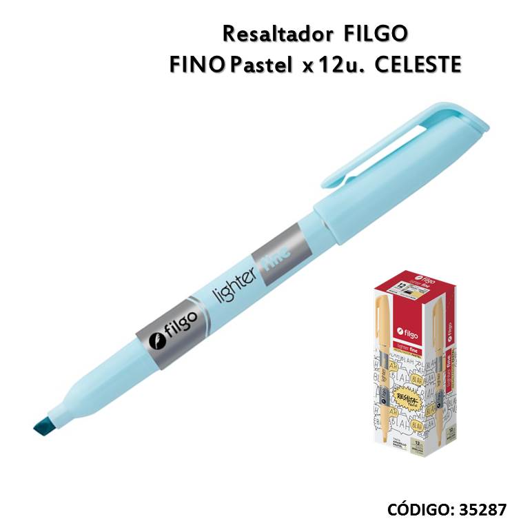 Resaltador filgo fino pastel celeste
