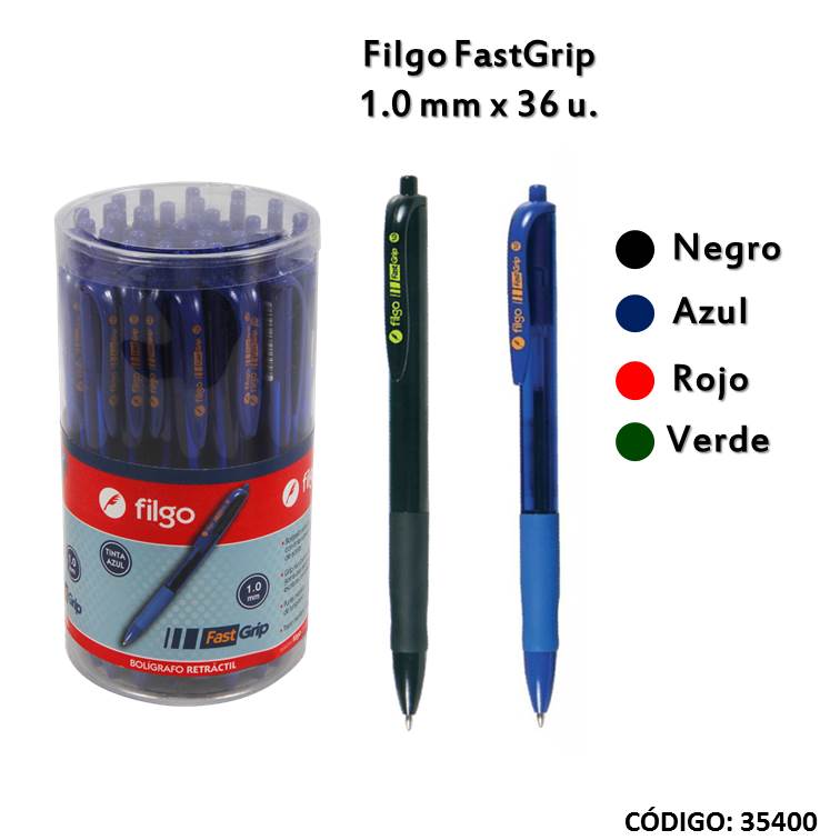 Bolígrafo retráctil filgo fastgrip (10/40) colores