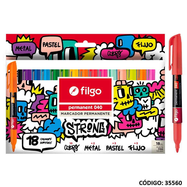 Marcador filgo 040 permanente fino surtido