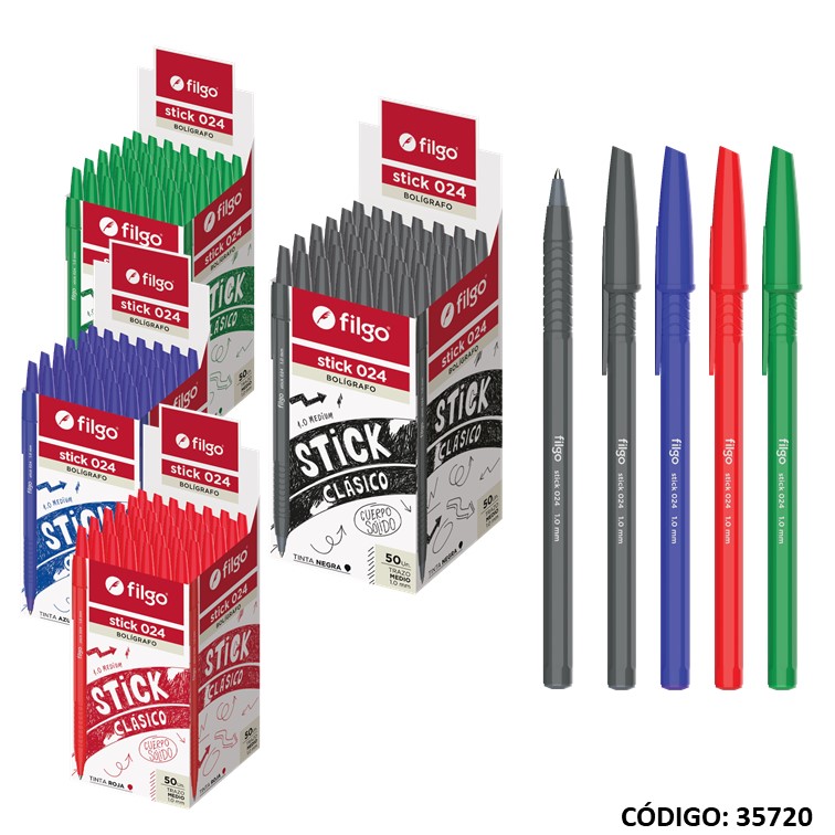 Bolígrafo filgo stick 024 1.0 (20/40) colores