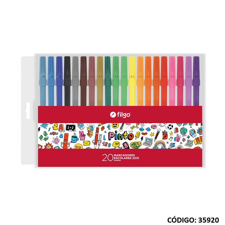 Fibra filgo escolar 2210 pinto x20 largas