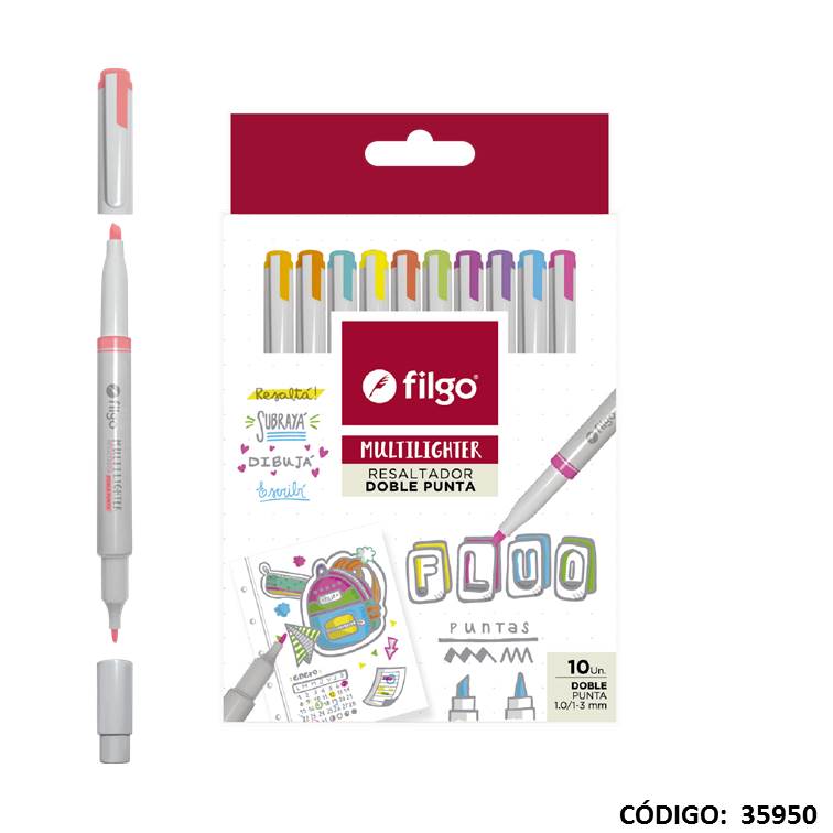 Resaltador filgo 2 puntas multilighter fluo