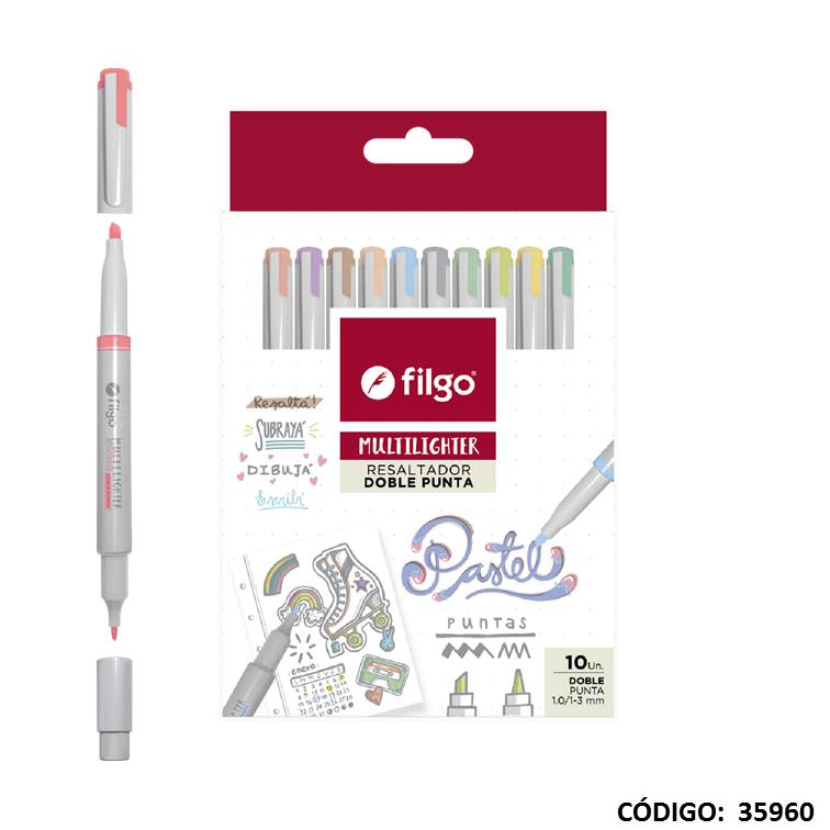 Resaltador filgo 2 puntas multilighter pastel