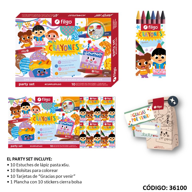 Set party filgo lapiz/pasta + acc. x10 packs