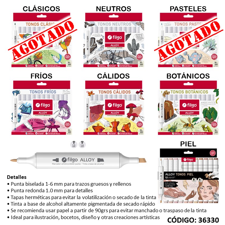 Marcador filgo 2 puntas permanente alloy