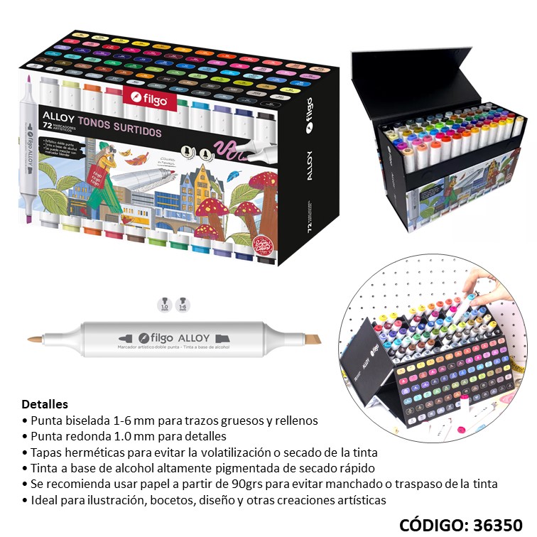 Marcador filgo 2 puntas permanente alloy surtido