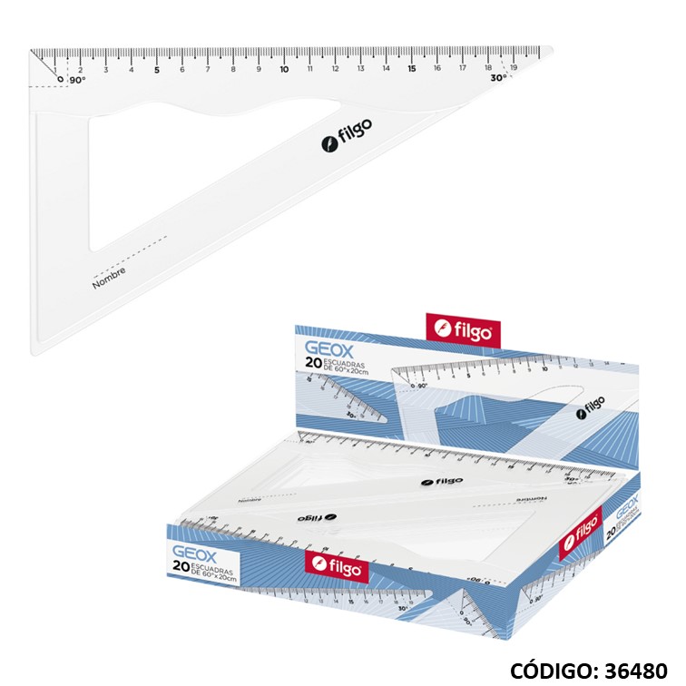 Escuadra filgo geox cristal 60º 21cm