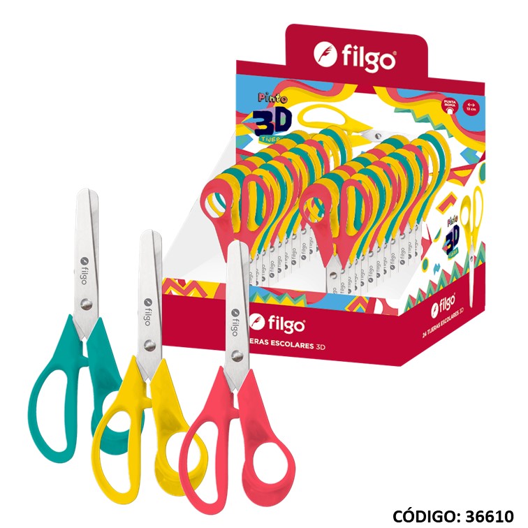 Tijera filgo escolar 3d 13 cm