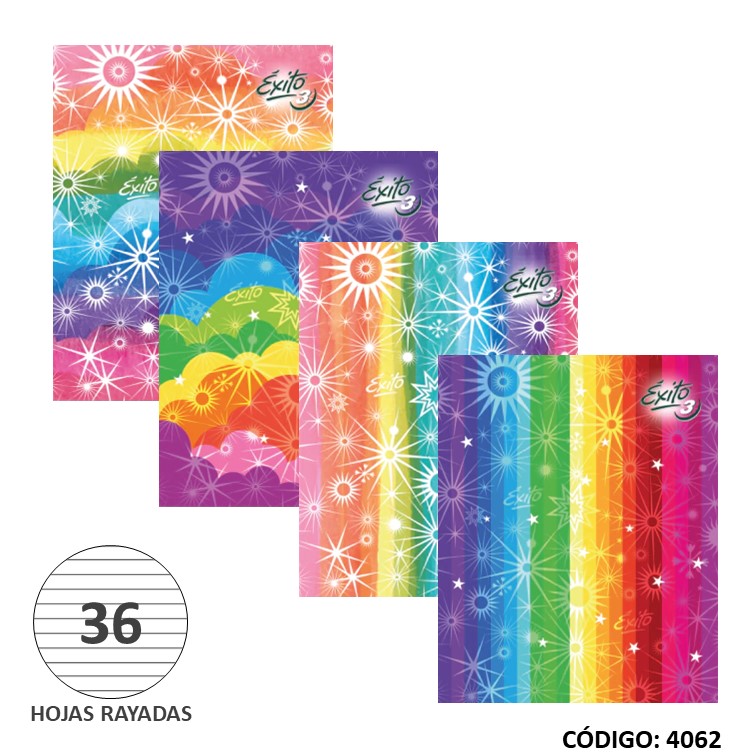 Cuaderno t/b n3 exito x36h. arcoiris