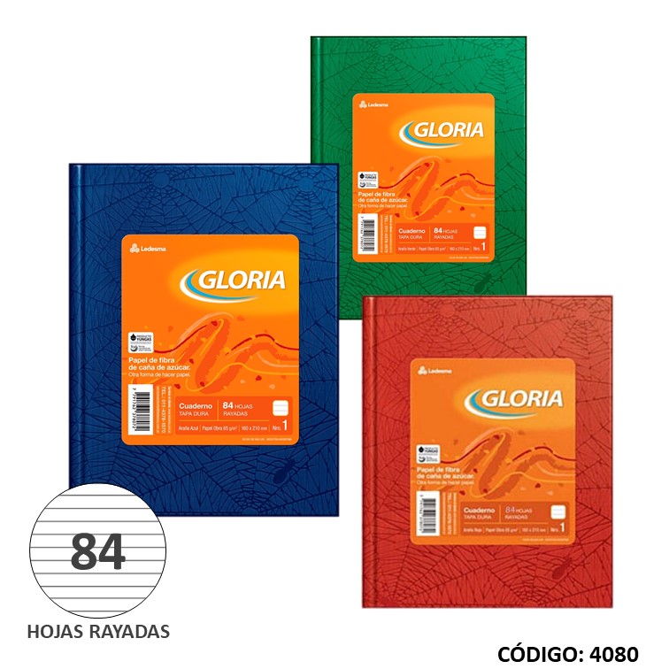 Cuaderno t/d gloria forr. x84h. a/r/v