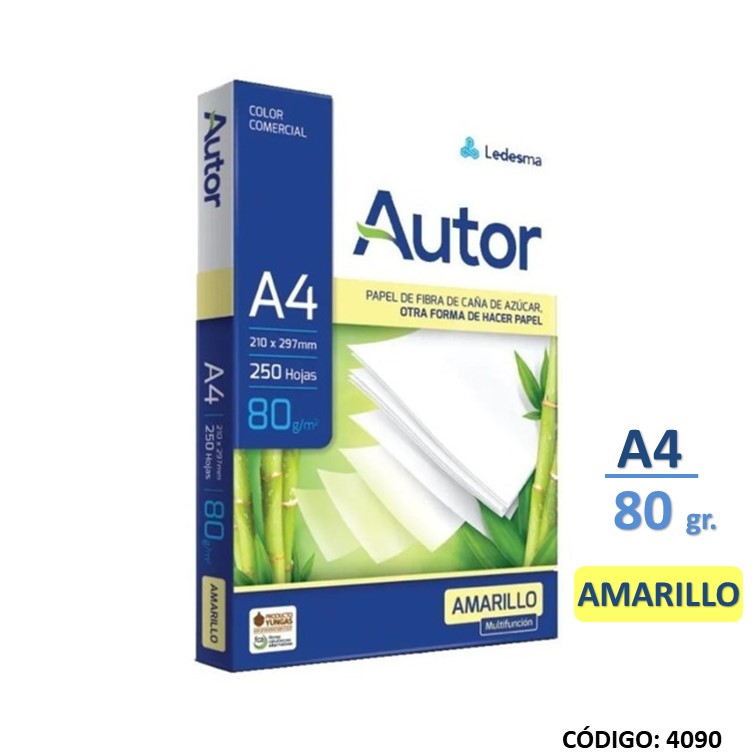 Resma color a4 amarilla 80 g 250h