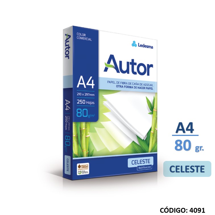 Resma color a4 celeste 80 g 250h