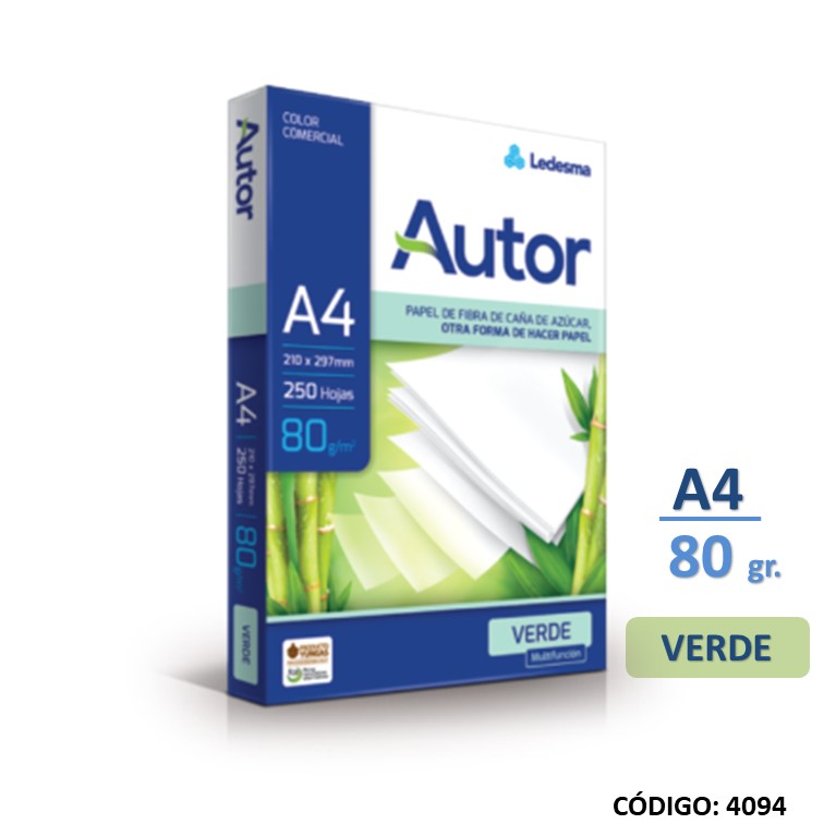 Resma color a4 verde 80 g 250h