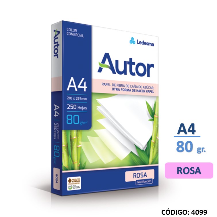 Resma color a4 rosa 80 g 250h