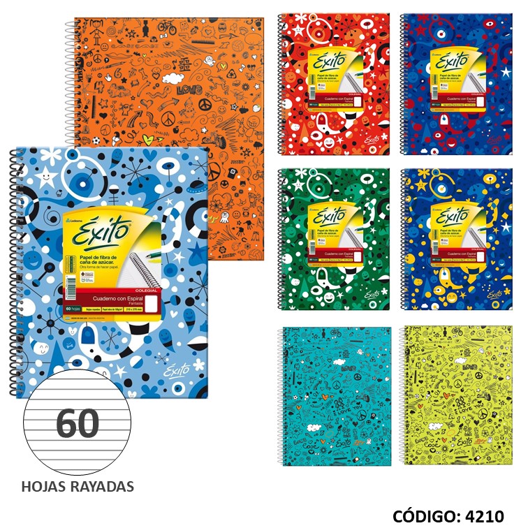 Cuaderno t/e exito 21x27 fantasía x60h