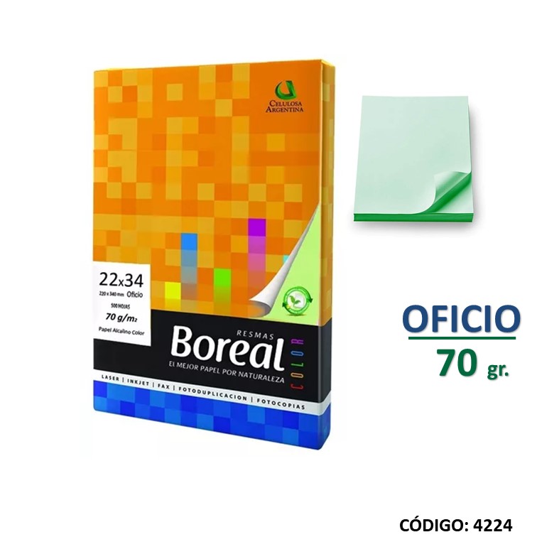 Resma color oficio verde 22x34 70 g