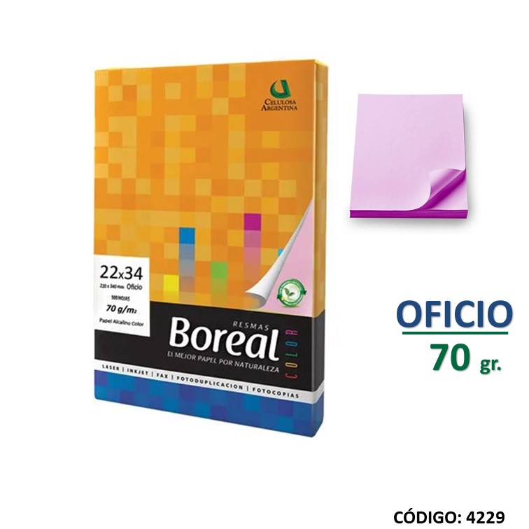 Resma color oficio rosa 22x34 70 g