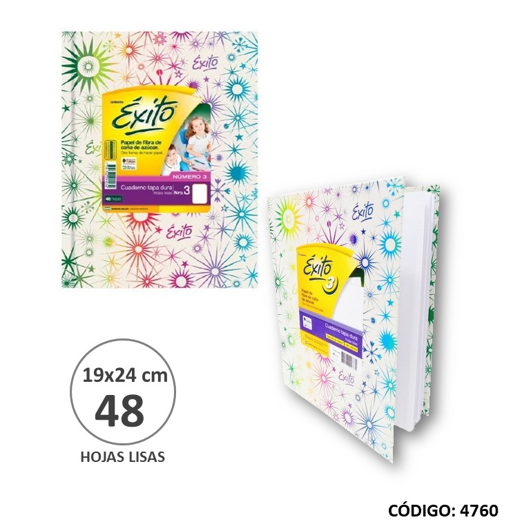 Cuaderno t/d exito n3 19x24 liso x48h