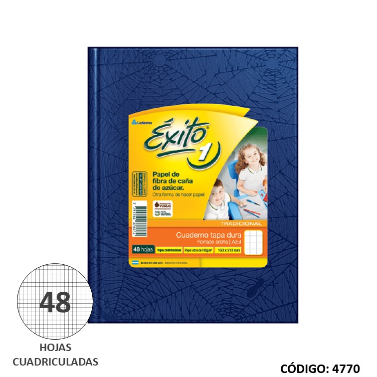 Cuaderno t/d exito forr. x48h. azul