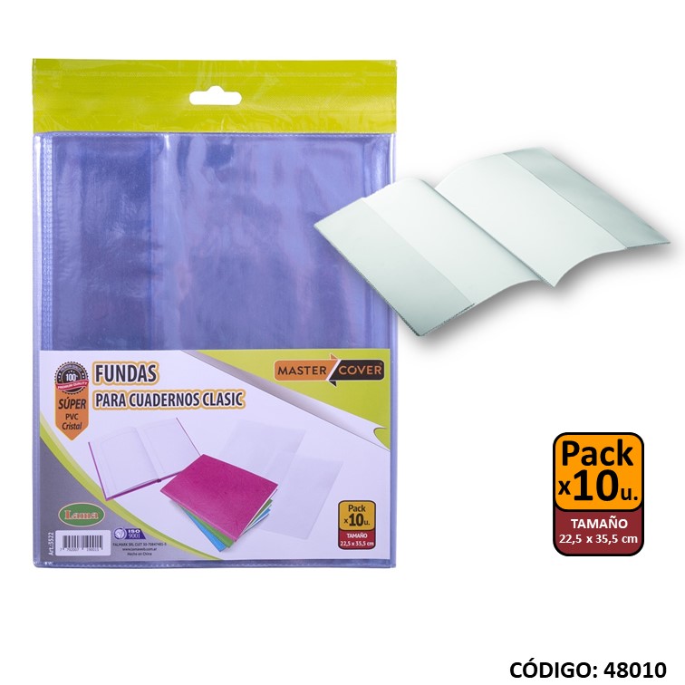 Fundas lama p/cuaderno clasico paq. x10 a