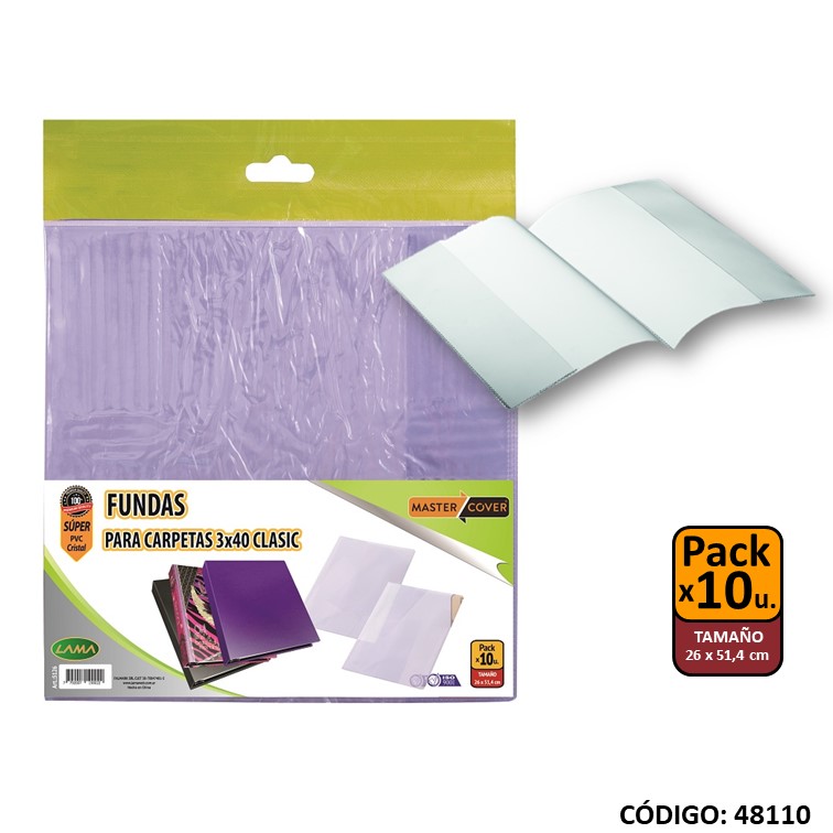 Fundas lama p/carpeta 3x40 paq. x10 a