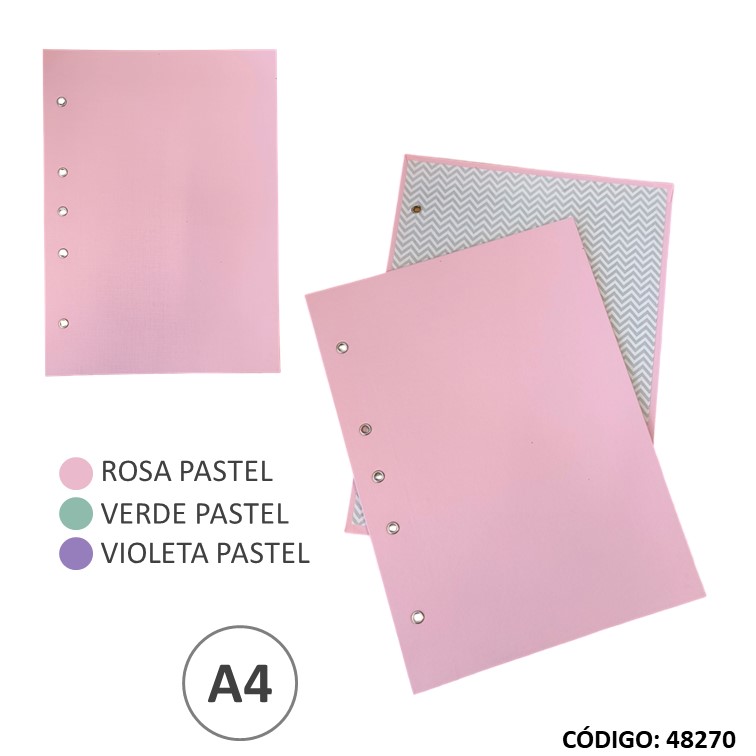 Carpeta a4 cartone 2 tapas pastel