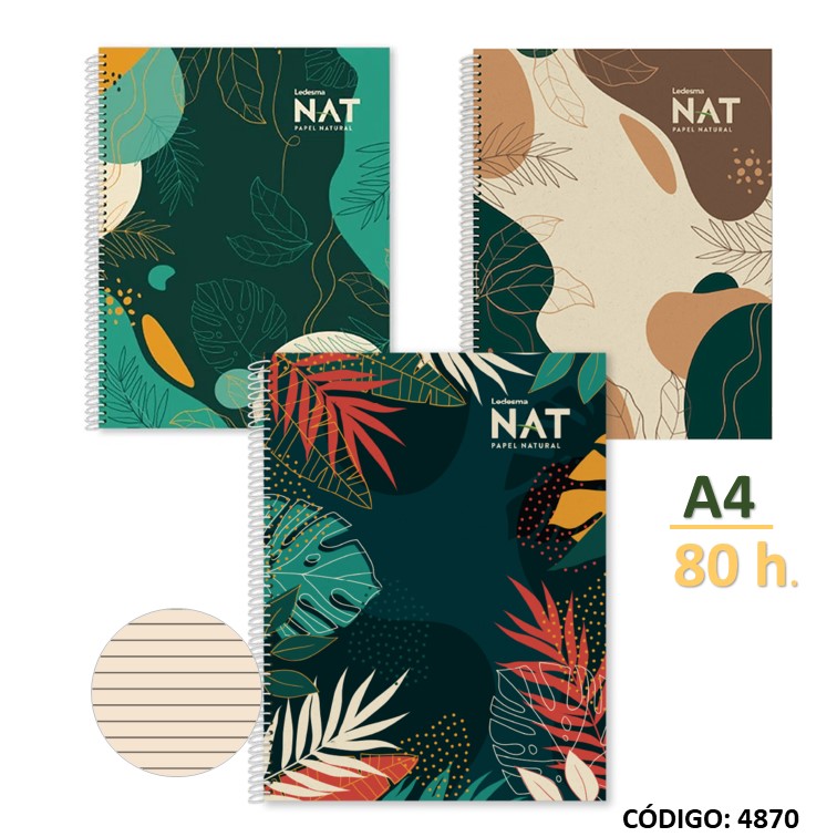 Cuaderno a4 semirig. ledesma nat x80h
